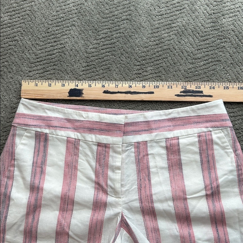 NEW Ann Taylor LOFT 100% Cotton White Pink Wide Stripe Print Shorts Size 00 - Picture 7 of 10